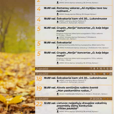 Spalio mėnesio renginiai Alytaus rajone