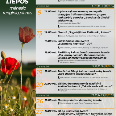Liepos mėnesio renginiai Alytaus rajone