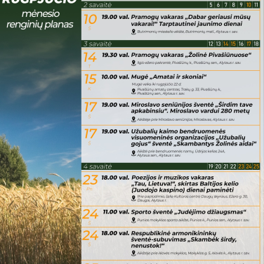 Rugpjūčio mėnesio renginiai Alytaus rajone