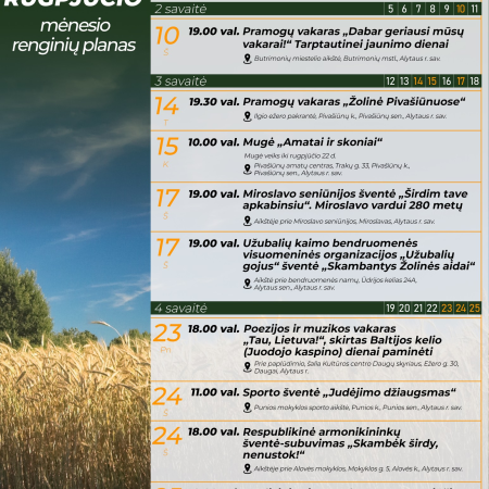 Rugpjūčio mėnesio renginiai Alytaus rajone